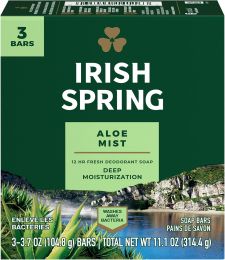 Irish Spring Irish Spring Aloe Deodorant Soap Bar 3count, Bundle of 3