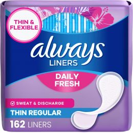 Always Panty Liners for Women Thin No Feel Protection 162 Count, Bundle of 3