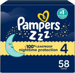 Pampers ZZZ Overnight Diapers 58 Count, 34 lbs