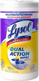 Lysol Dual Action Disinfectant Wipes 75ct, Bundle of 5