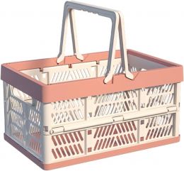 Yinglejiacns Collapsible Plastic Storage Crate - 20L Folding Organizer Basket Plastic Portable 20L, Bundle of 2