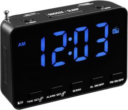 joujong Loud Portable Digital FM Radio Alarm Small Bedside Digital Portable, Bundle of 2