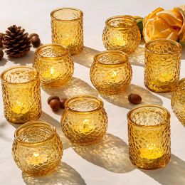 WELLIFE 24-Piece Gold Glass Votive Candle Holders Set – Glass 24-Piece, Bundle of 2