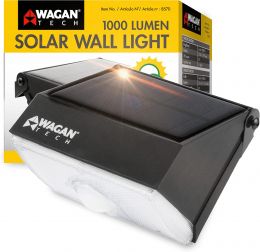 Wagan Tech 1000 Lumens Integrated LED Black Motion Activated Solar Security Wall Pack Light