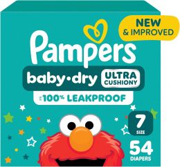 Pampers Baby Dry Ultra Cushiony Diapers 54 Count, 50 lbs