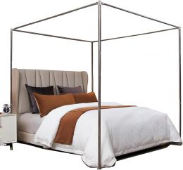 VELSKUD Canopy Bed Frame Full Stainless Steel Wood Metal