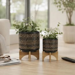 NESS AND JORD Set of Ceramic Wood Set of 2