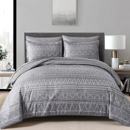 WONGS BEDDING Grey Boho Comforter Set Queen