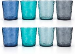 KX-WARE 12-ounce Acrylic Old Flashion Glasses Plastic Tumblers Glass Plastic set of 8, Bundle of 2