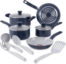 T-Fal Ceramic Nonstick Cookware Set Nonstick Ceramic Oven Safe 12-Piece