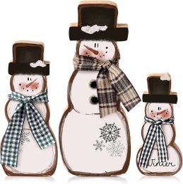 Suzile 3 Pcs Winter Snowman Table Decorations, Bundle of 3