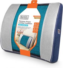 BLACK+DECKER Cooling Gel Lumbar Memory Foam Cushion – Ergonomic Back Support Travel Pillow with