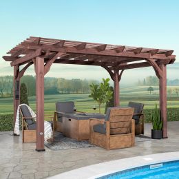 Backyard Discovery Somerville 14' x 10' Cedar Wood Pergola Kit with Wood