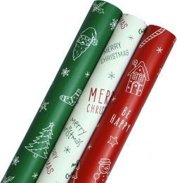 ZDSPIDE Christmas Wrapping Paper Set of Set of 3, Bundle of 3