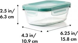 OXO Good Grips 1.6 Cup Smart Seal Airtight Glass Rectangle Container Glass, Bundle of 2