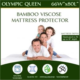 Four Seasons Essentials Olympic Queen Size (66"x80") Waterproof Mattress Protector - Cooling Viscose derived, Bundle of 2