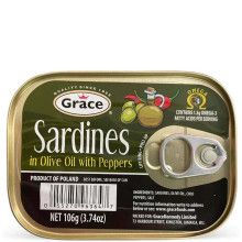 GRACE SARDINES OLIVE OIL PEPPERS 106g