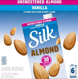 Silk Unsweetened Almond Vanilla Beverage 6 Units / 946 mL / 32 oz