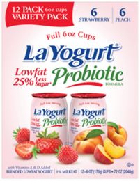 La Yogurt Strawberry & Peach Yogurt 12 Units / 170 g / 6 oz