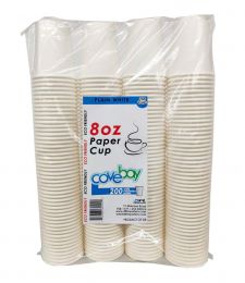 Covebay Disposable Paper Cups for Hot Beverages 200 Units / 236.5 mL / 8 oz