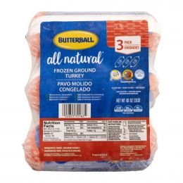 Butterball Frozen Natural Ground Turkey Vacuum Packed 3 Units / 453 g / 16 oz