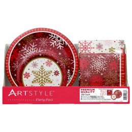 Artstyle Disposable Plates and Napkins with Christmas Designs Pack 200 Pieces