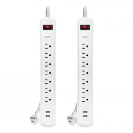 Bytech Surge Protector with 7 Outlets and 2 USB Ports 2 Units