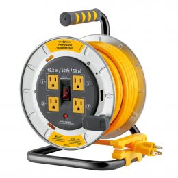 Link2Home Retractable Cord Reel with 4 Outlets 15.24 m / 50'