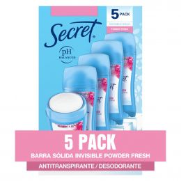 Secret Women's Antiperspirant & Deodorant Stick Powder Fresh 5 Units / 73.7 g / 2.6 oz