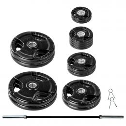Lifeline Olympic Rubber-Coated Weight Plates Set with Bar