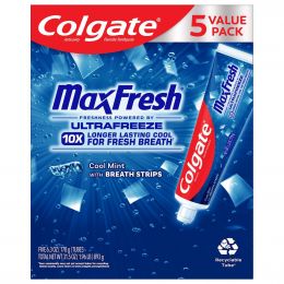 Colgate Max Fresh Toothpaste with Mini Fresh Mint Breath Strips 5 Units / 178 g