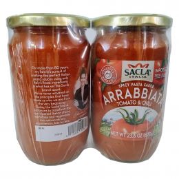 Sacla Hot Sauce for Arrabbiata Pasta with Tomatoes and Chili Peppers / 2 Units / 680 g / 24 oz