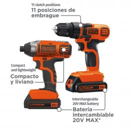 Black and Decker Wireless Impact Drill and Screwdriver Kit