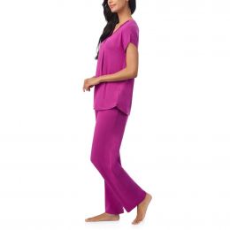 Midnight Pajama Set with Short Sleeve Top and Loose Pants 2 Pieces