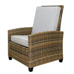 Selection Reclining Chair with Steel Frame and Synthetic Wicker Fabric 74.98 cm x 87 cm x 98 cm / 29.52" x 34.25" x 38.58"