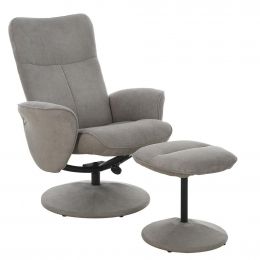 Primo International Troy Gray Reclining Armchair with Ottoman Footrest