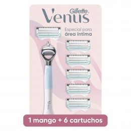 Gillette Venus Razor Intimate Area 1 Handle + 6 Refill Cartridges