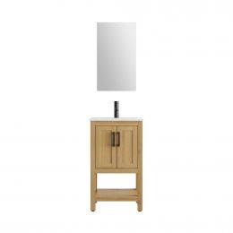 15 West Teak Vanity with Sink and Frameless Mirror 50.8 cm / 20"