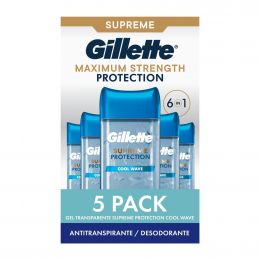 Gillette Supreme Protection Antiperspirant and Deodorant Cool Wave Gel 5 Units / 107 mL / 3.8 oz