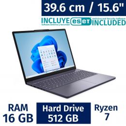 Lenovo 39.6 cm / 15.3" Inches Laptop with AMD Ryzen 7 16 Gigabytes / 512 Gigabytes 83K700TUUS + ESET Antivirus
