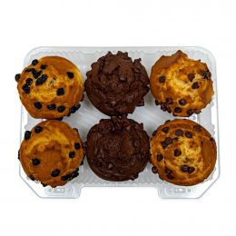 Selection Freshly Baked Assorted Vanilla and Chocolate Muffins 6 Units