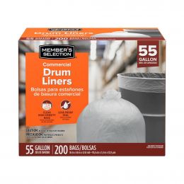 Selection High-Density Trash Bags with Leak Proof Seal 200 Units / 208 L / 55 gal