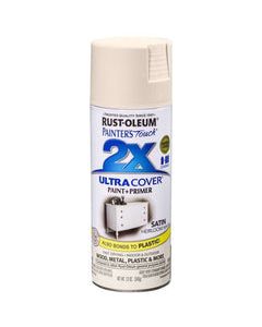 Rust-Oleum Painter&#039;s Touch 2X Ultra Cover Satin Heirloom White Paint+Primer Spray Paint 12 oz