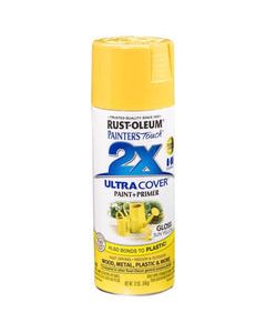 Rust-Oleum Painter&#039;s Touch 2X Ultra Cover Gloss Sun Yellow Paint+Primer Spray Paint 12 oz
