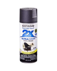 Rust-Oleum Painter&#039;s Touch 2X Ultra Cover Satin Canyon Black Paint+Primer Spray Paint 12 oz