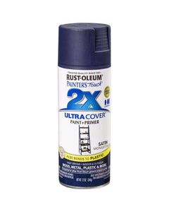 Rust-Oleum Painter&#039;s Touch 2X Ultra Cover Satin Midnight Blue Paint+Primer Spray Paint 12 oz