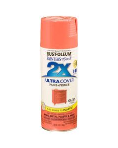 Rust-Oleum Painter&#039;s Touch 2X Ultra Cover Gloss Coral Paint+Primer Spray Paint 12 oz