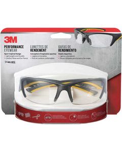 3M Anti-Fog Modern/Sleek Impact-Resistant Safety Glasses Clear Lens Gray/Yellow Frame 1 pc