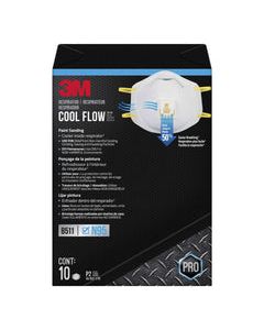 3M N95 Paint Sanding Cup Disposable Respirator Pro-Series Valved White 10 pc