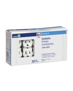 Leviton 15 amps 125 V Duplex White Outlet 5-15R 10 pk
